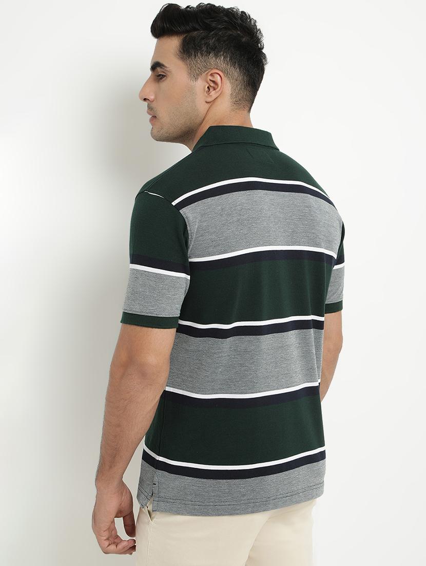 olive green striped polo t-shirt - 17352871 - Zoom Image - 3