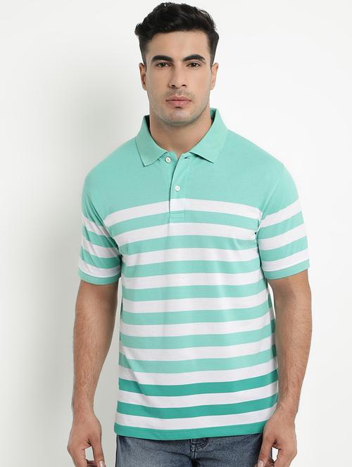 green striped polo t-shirt - 17352872 - Standard Image - 1