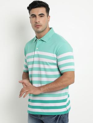 green striped polo t-shirt - 17352872 - Standard Image - 2