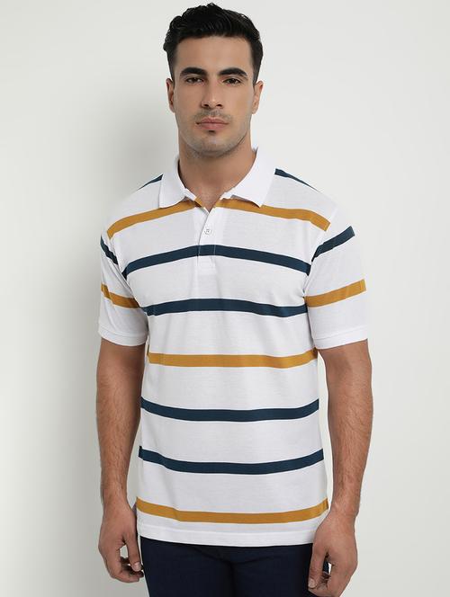 white striped polo t-shirt - 17352873 - Standard Image - 1