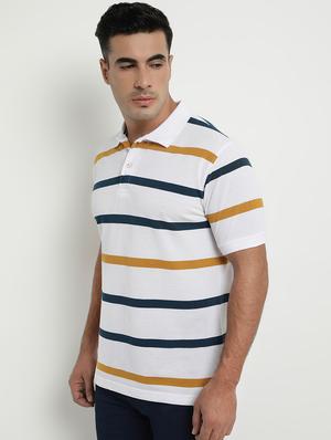 white striped polo t-shirt - 17352873 - Standard Image - 2