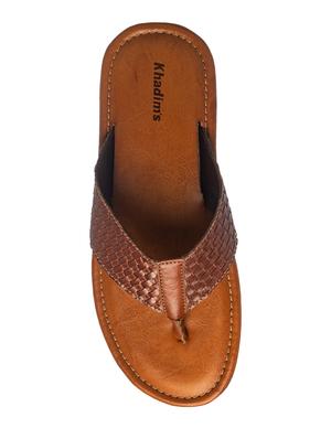 brown synthetic & mesh toe separator slippers - 17352883 - Standard Image - 5