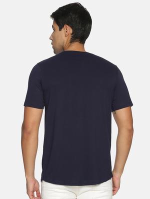 navy blue chest print t-shirt - 17352952 - Standard Image - 3