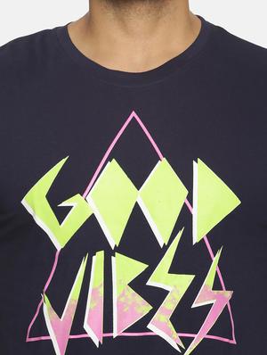 navy blue chest print t-shirt - 17352952 - Standard Image - 4