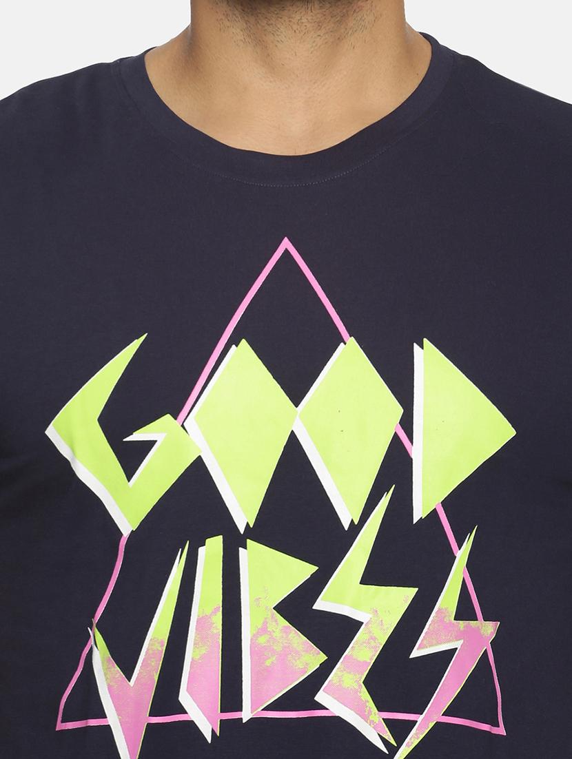 navy blue chest print t-shirt - 17352952 - Zoom Image - 4