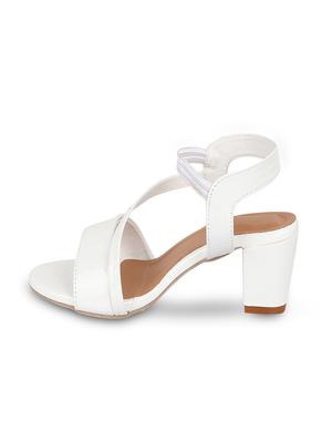 white leatherette back strap sandals - 17352969 - Standard Image - 3