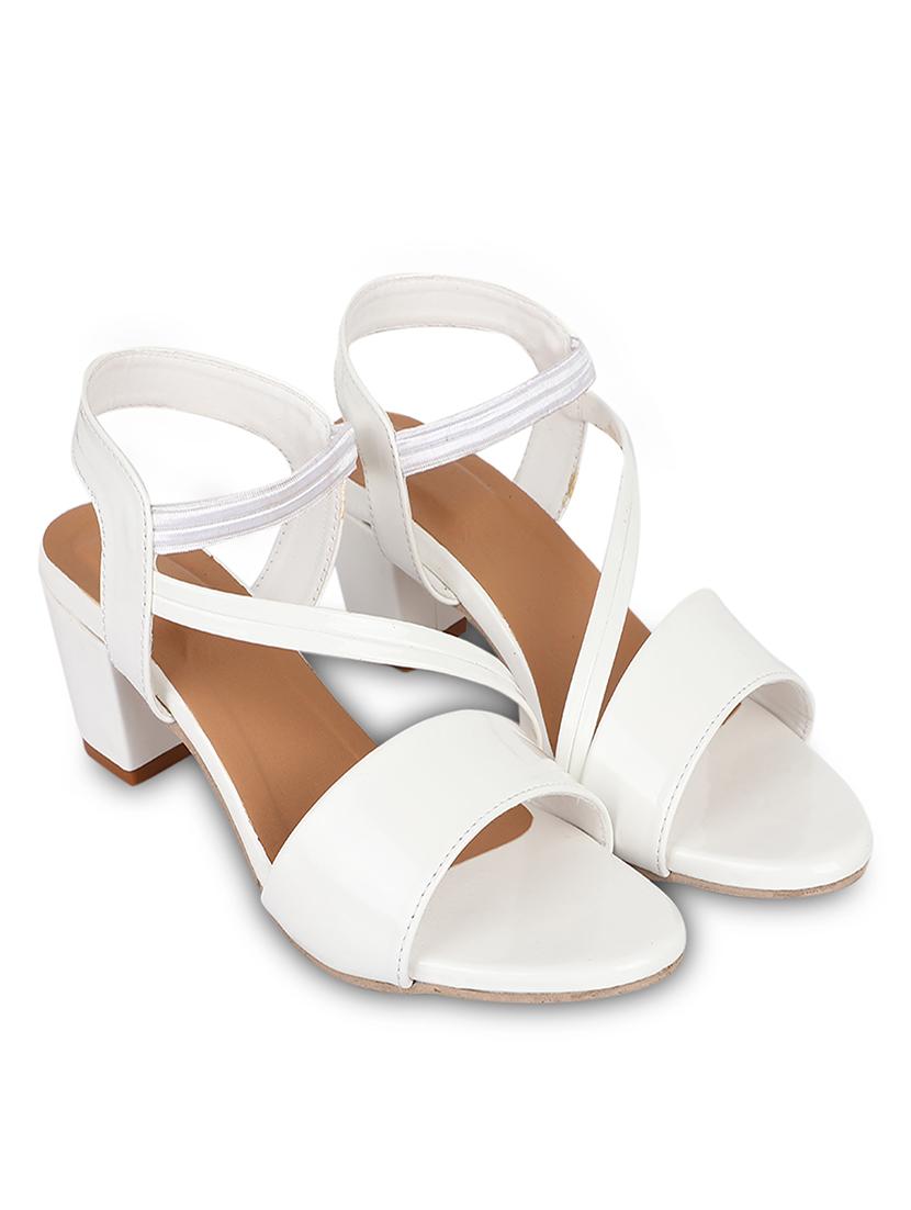 white leatherette back strap sandals - 17352969 - Zoom Image - 2
