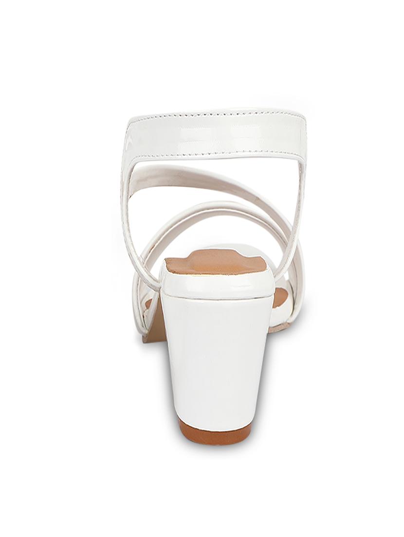 white leatherette back strap sandals - 17352969 - Zoom Image - 4