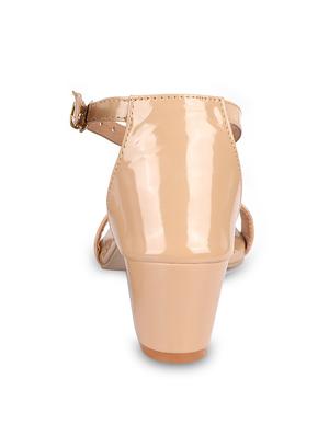 nude leatherette ankle strap sandals - 17352971 - Standard Image - 4