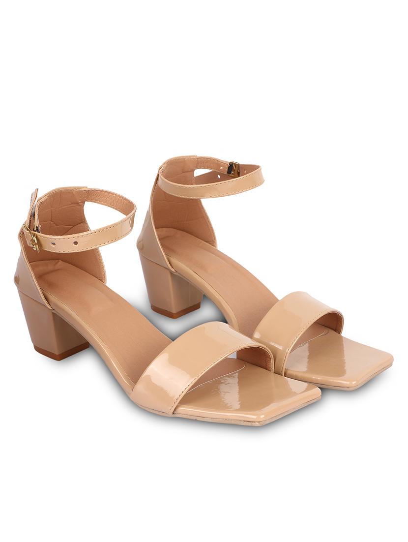 nude leatherette ankle strap sandals - 17352971 - Zoom Image - 2