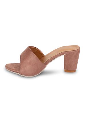 nude velvet slip on sandals - 17352974 - Standard Image - 3