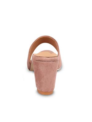 nude velvet slip on sandals - 17352974 - Standard Image - 4