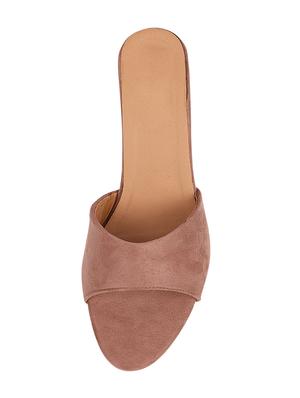 nude velvet slip on sandals - 17352974 - Standard Image - 5