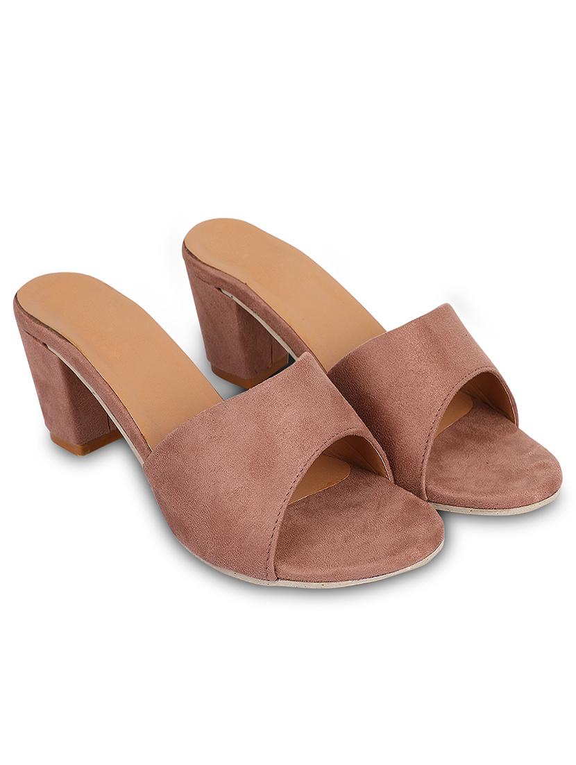 nude velvet slip on sandals - 17352974 - Zoom Image - 2
