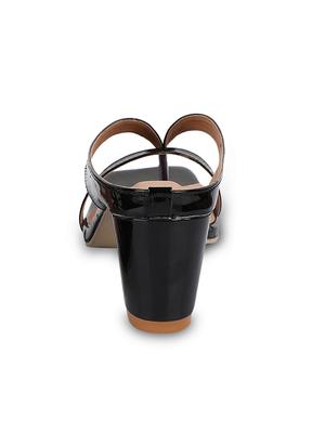 black leatherette slip on sandals - 17352976 - Standard Image - 4