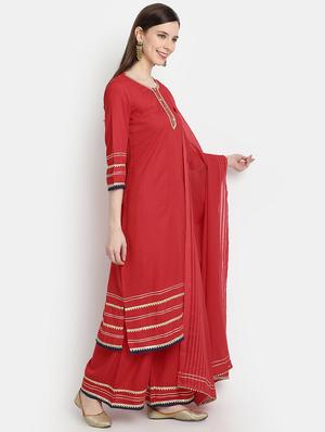 gota work kurta palazzo set - 17352998 - Standard Image - 2