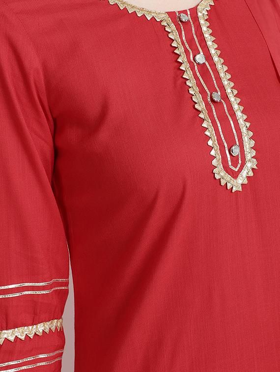 gota work kurta palazzo set - 17352998 - Zoom Image - 5