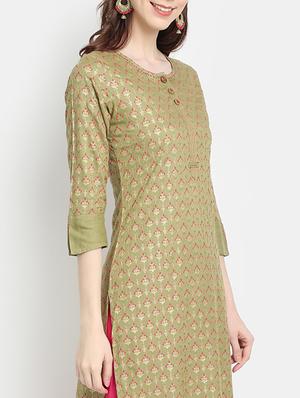 gold print straight kurta - 17353017 - Standard Image - 4