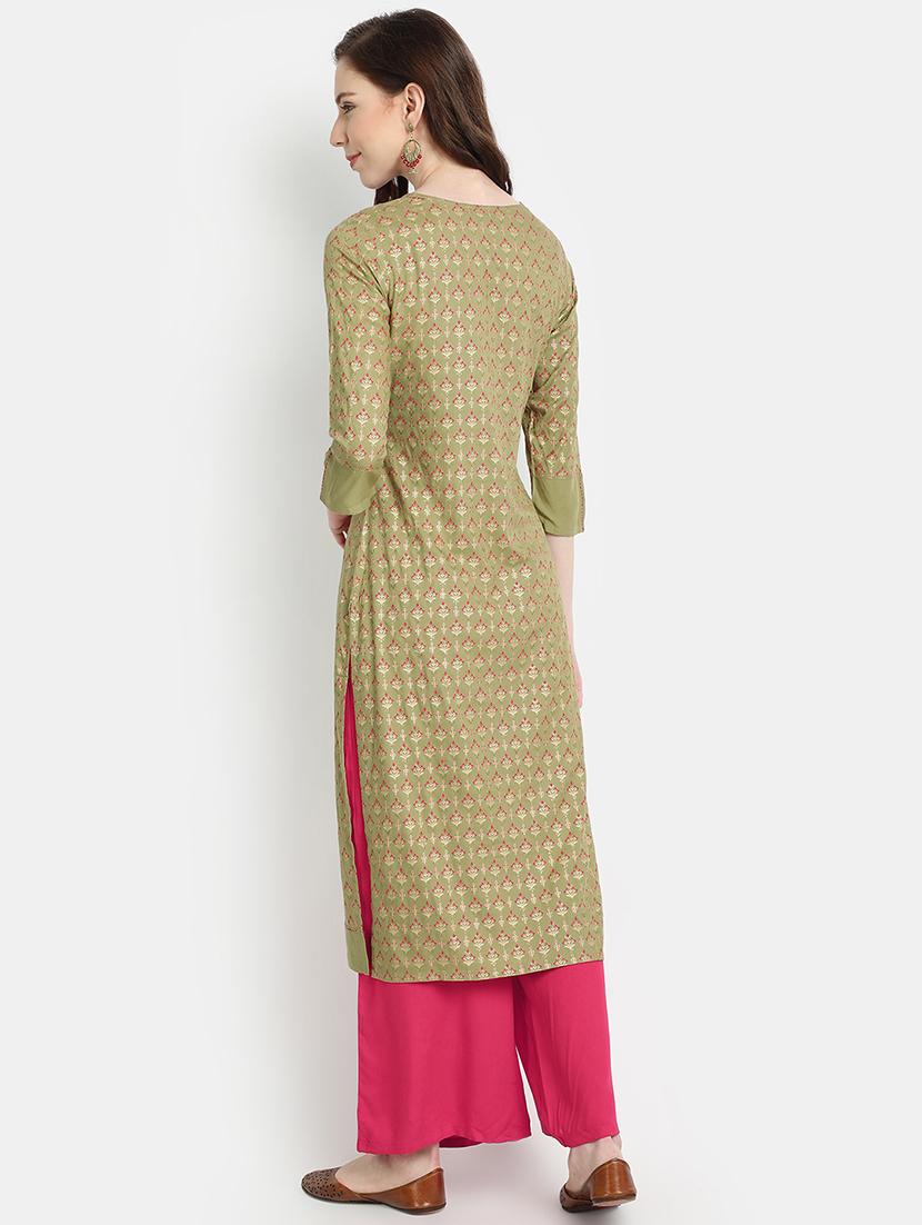 gold print straight kurta - 17353017 - Zoom Image - 3