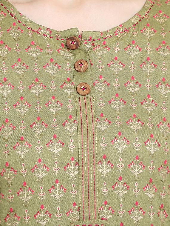 gold print straight kurta - 17353017 - Zoom Image - 5