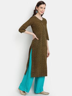 printed straight kurta - 17353020 - Standard Image - 2