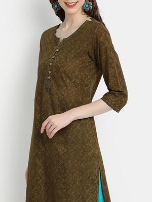 printed straight kurta - 17353020 - Standard Image - 4