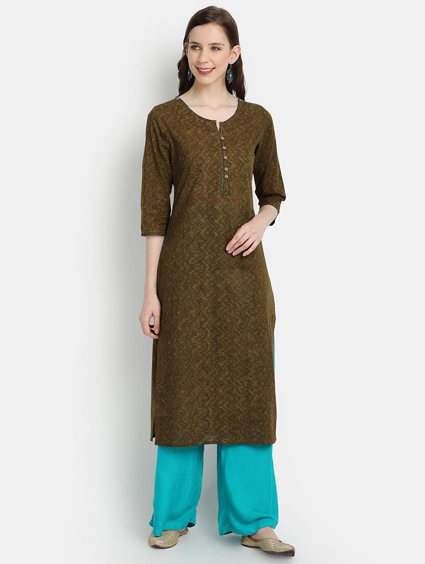 printed straight kurta - 17353020 - Zoom Image - 1