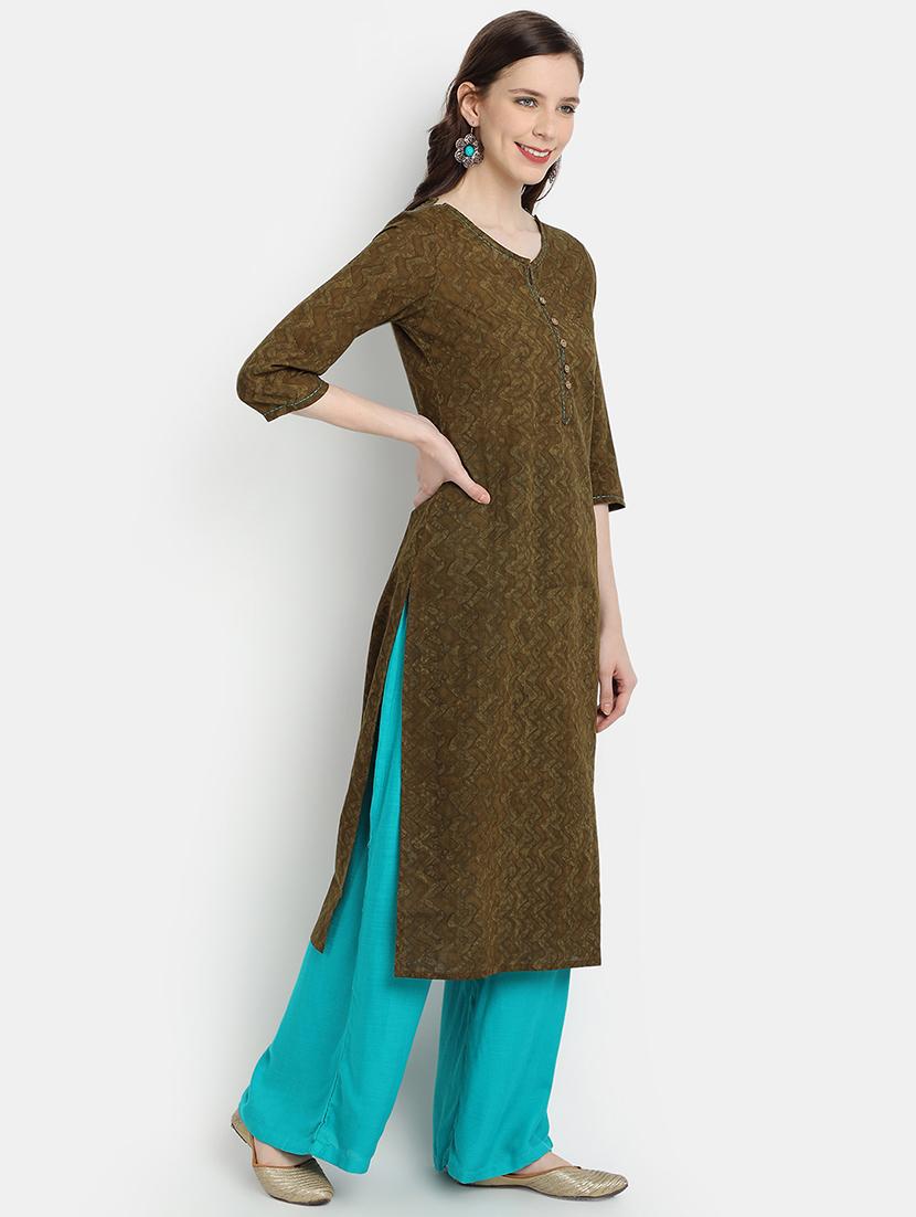 printed straight kurta - 17353020 - Zoom Image - 2