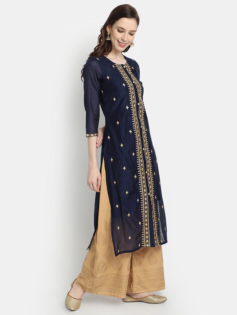 embroidered straight kurta - 17353021 - Zoom Image - 2