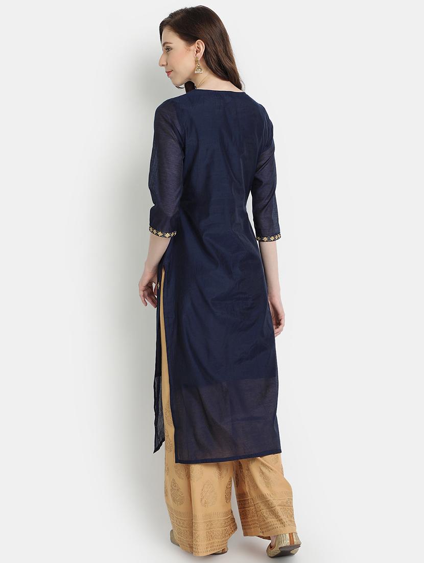 embroidered straight kurta - 17353021 - Zoom Image - 3