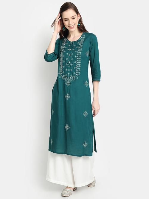 embroidered straight kurta - 17353025 - Standard Image - 1