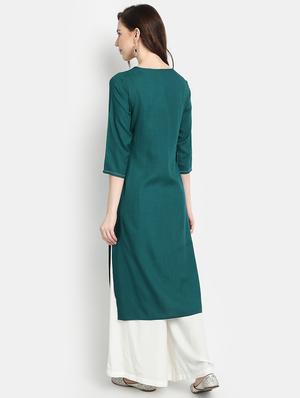 embroidered straight kurta - 17353025 - Standard Image - 3