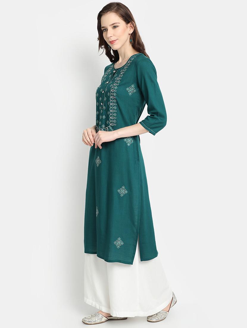 embroidered straight kurta - 17353025 - Zoom Image - 2