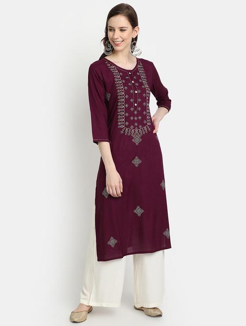 embroidered straight kurta - 17353026 - Standard Image - 1