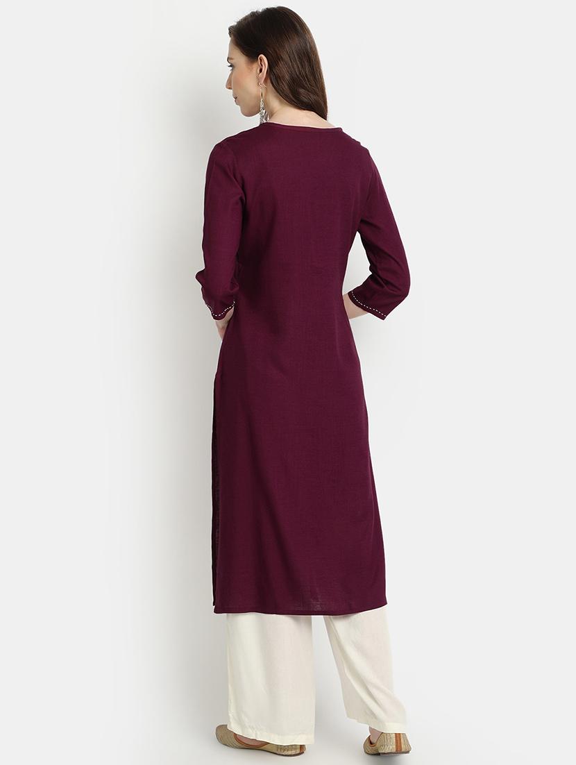 embroidered straight kurta - 17353026 - Zoom Image - 3