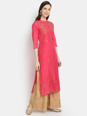 embroidered straight kurta - 17353031 - Standard Image - 2
