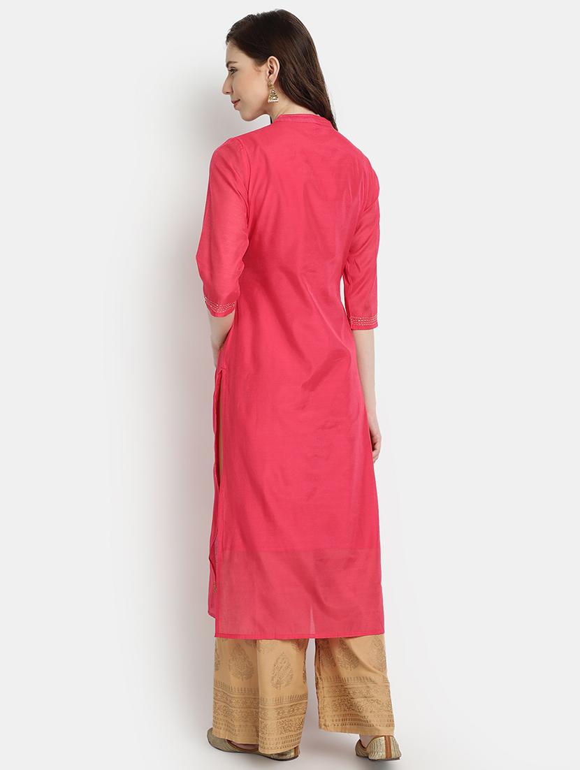 embroidered straight kurta - 17353031 - Zoom Image - 3