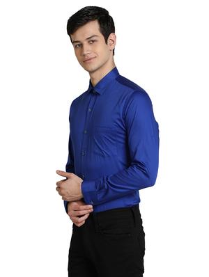 blue solid casual shirt - 17353082 - Standard Image - 2