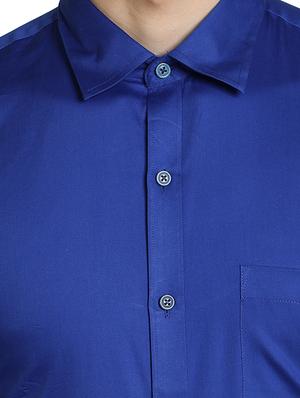blue solid casual shirt - 17353082 - Standard Image - 5