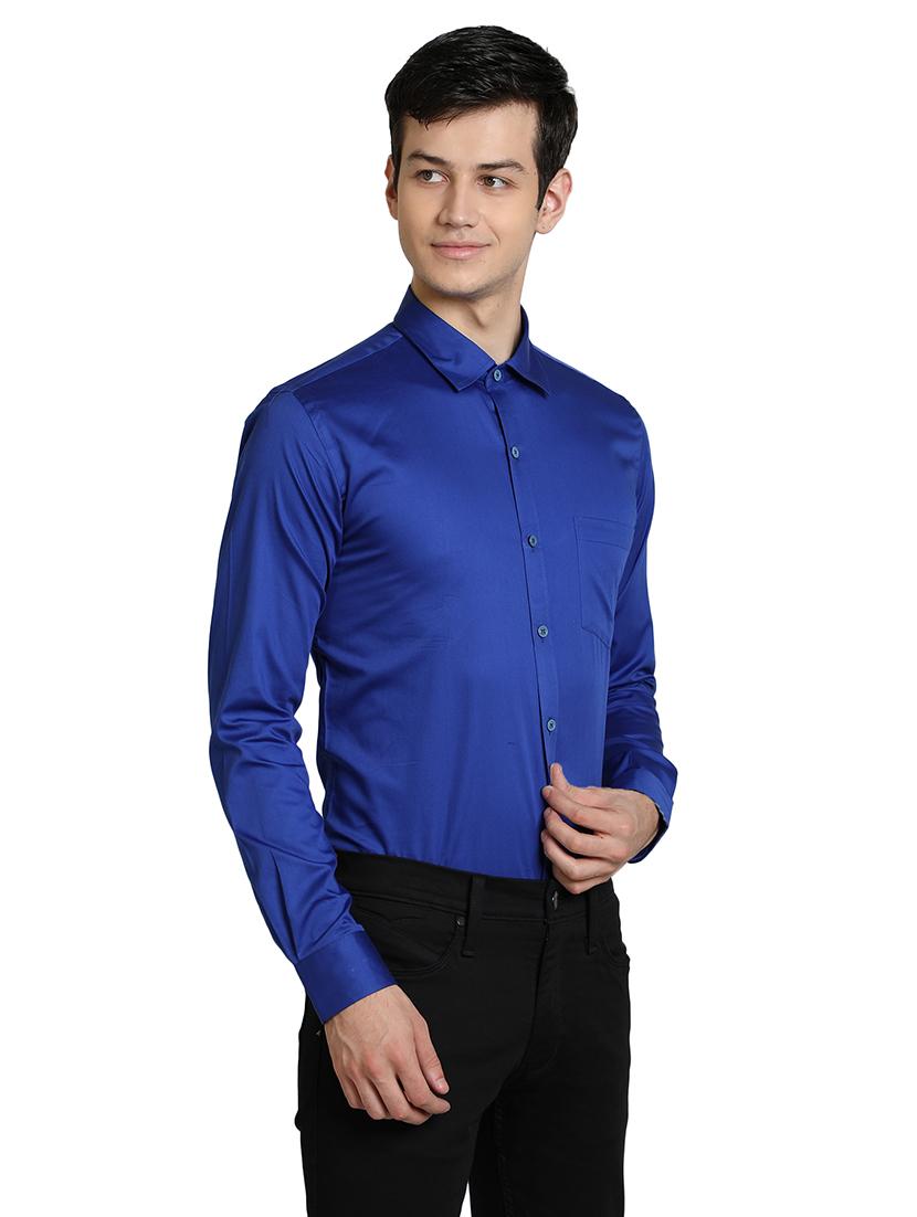 blue solid casual shirt - 17353082 - Zoom Image - 1