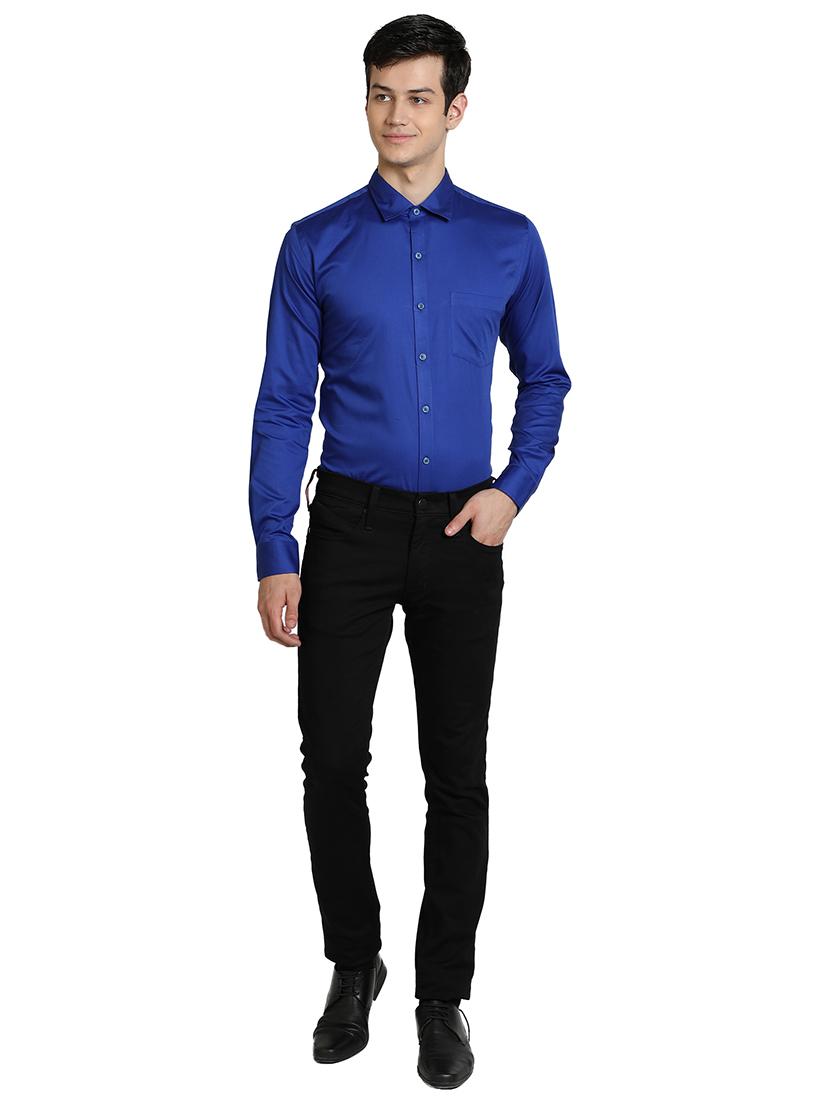blue solid casual shirt - 17353082 - Zoom Image - 4