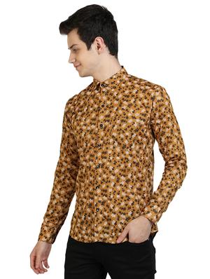 yellow floral print casual shirt - 17353092 - Standard Image - 2