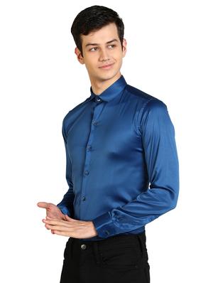 blue solid casual shirt - 17353094 - Standard Image - 2
