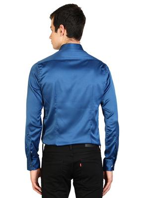 blue solid casual shirt - 17353094 - Standard Image - 3