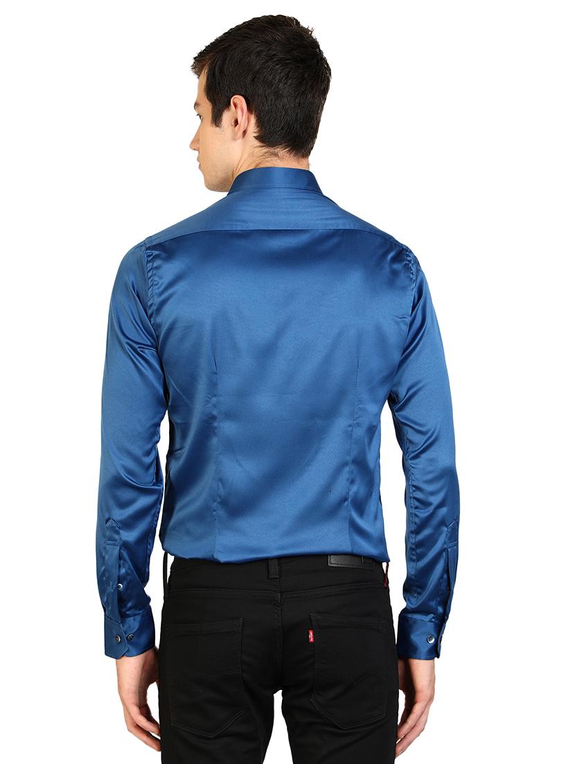 blue solid casual shirt - 17353094 - Zoom Image - 3