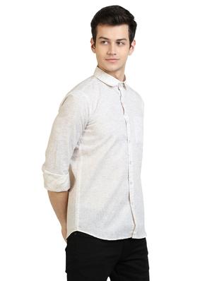 yellow self design casual shirt - 17353282 - Standard Image - 3