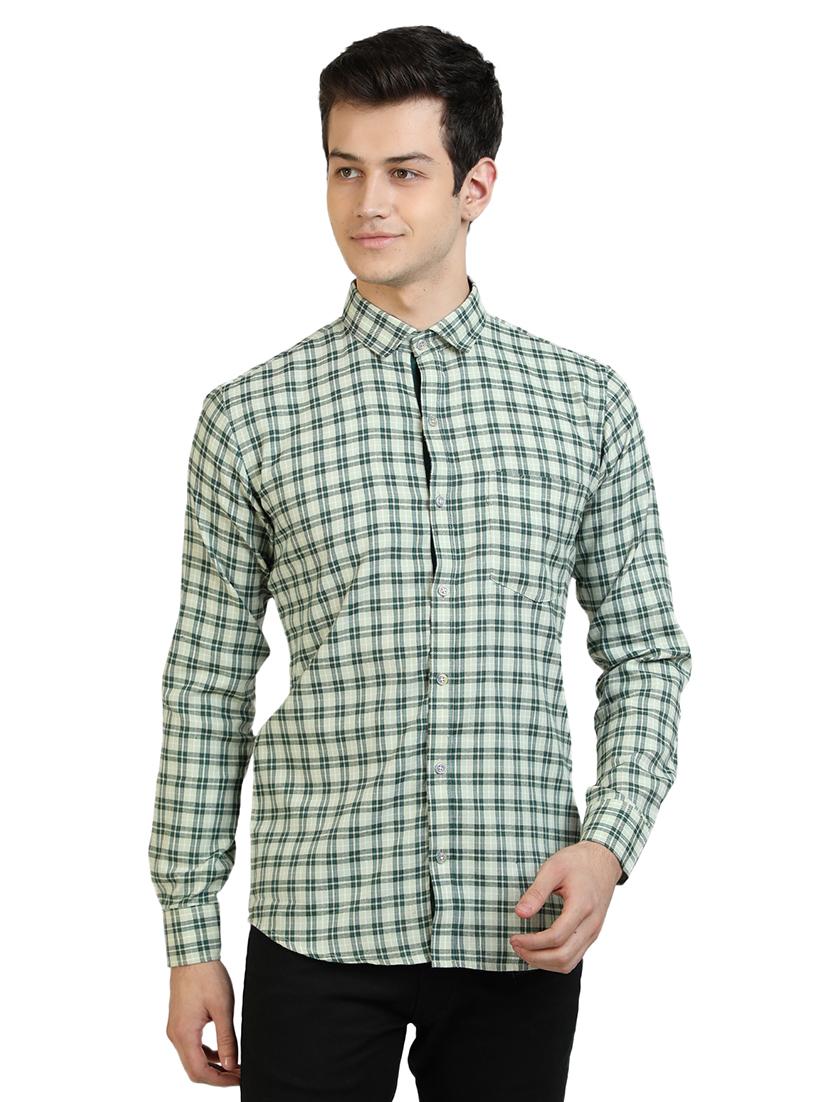 olive green checkered casual shirt - 17353294 - Zoom Image - 1