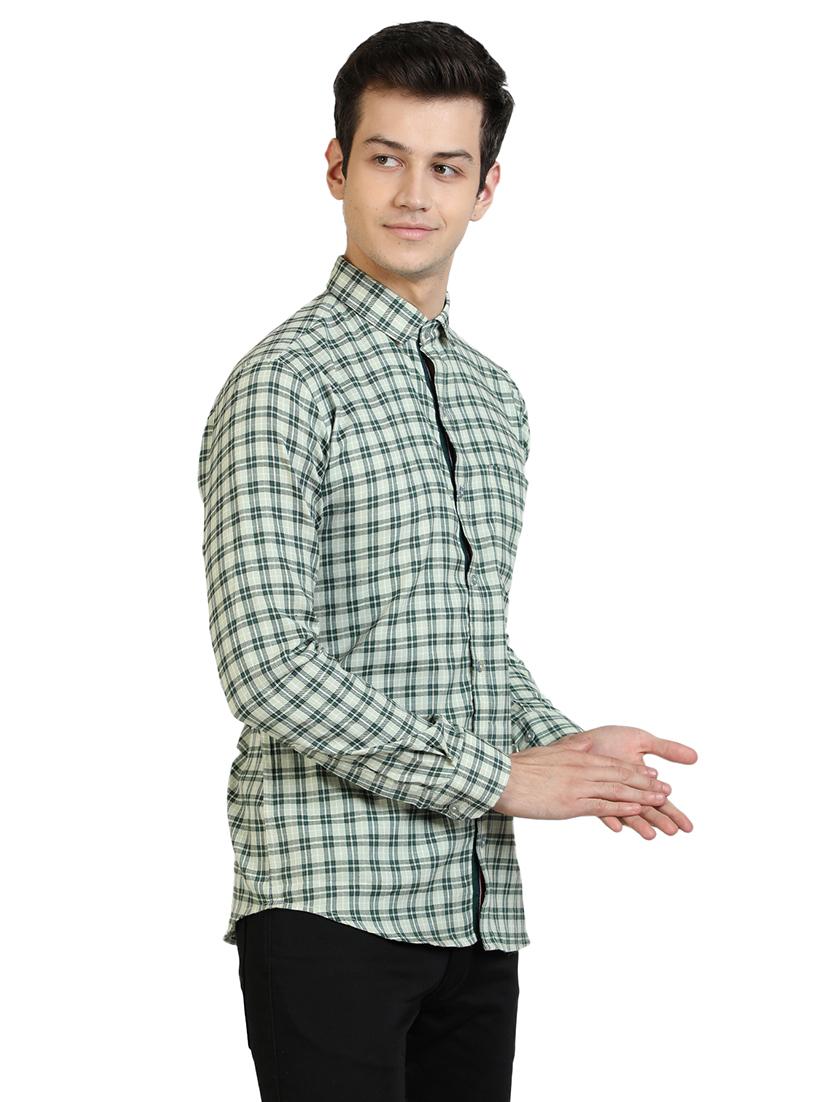 olive green checkered casual shirt - 17353294 - Zoom Image - 2