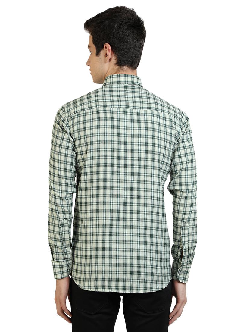 olive green checkered casual shirt - 17353294 - Zoom Image - 3