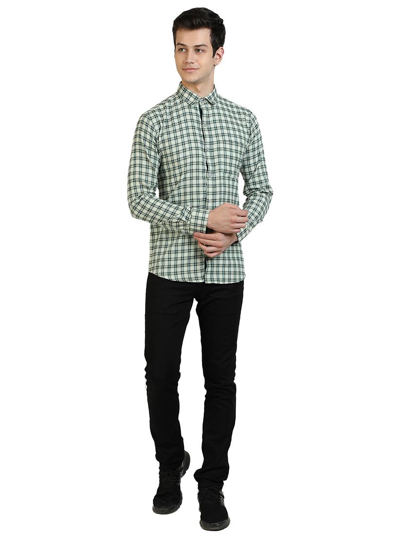 olive green checkered casual shirt - 17353294 - Zoom Image - 4